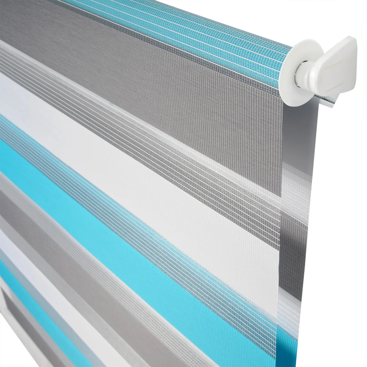 Store zébré blanc, gris et turquoise sans perçage