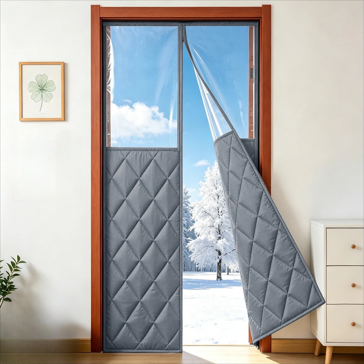 Rideau thermique porte d'entrée matelassé magnétique, vue 25