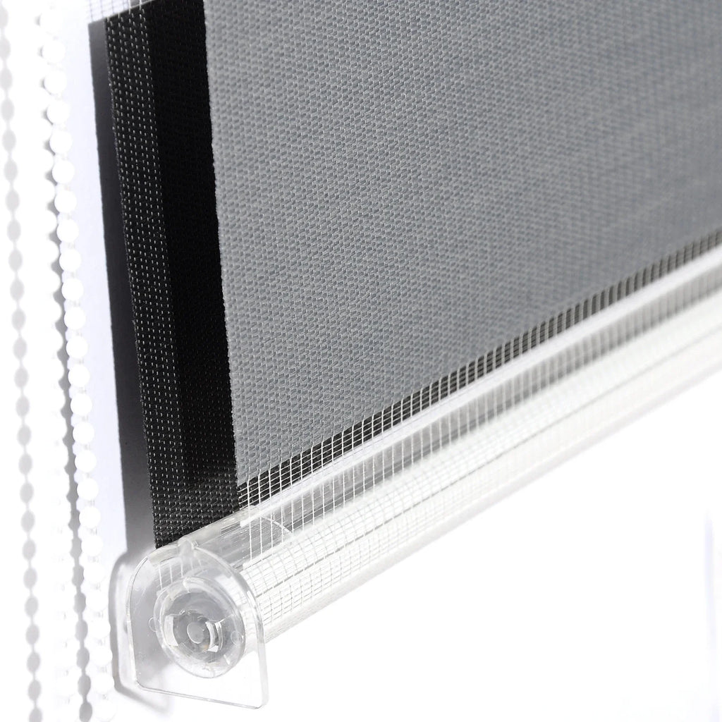 Store double rouleau jour nuit, gris et blanc