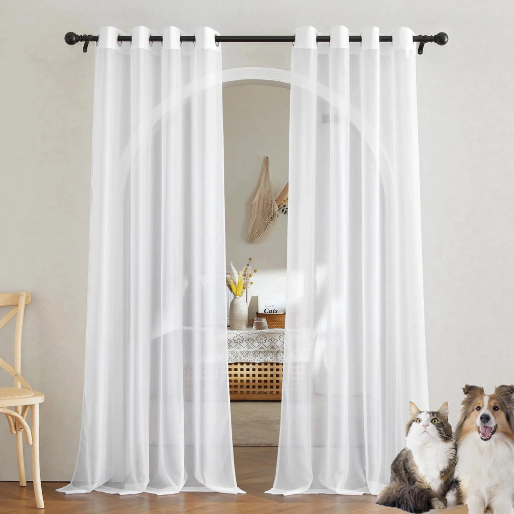 Voilage blanc grande largeur, jusqu'à 500 cm
