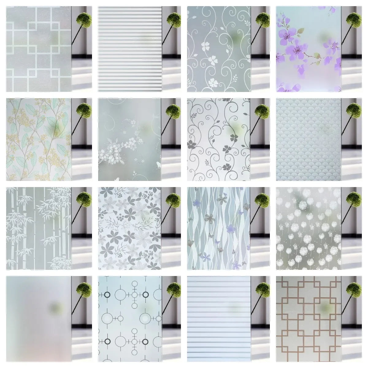 Film dépoli à motifs, 17 décors électrostatiques