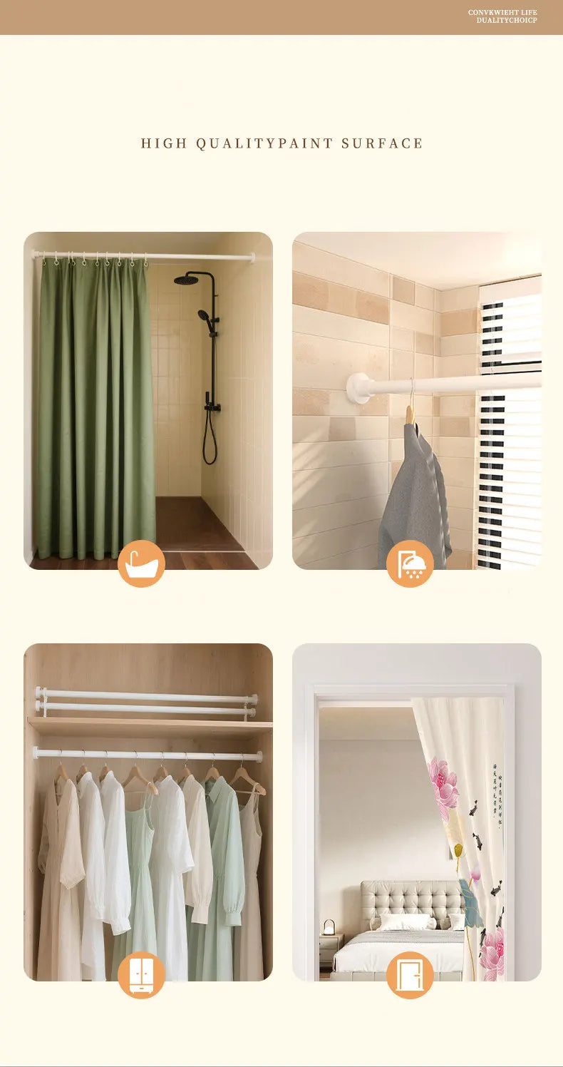 Tringle extensible inox, noire ou blanche, jusqu'à 260 cm