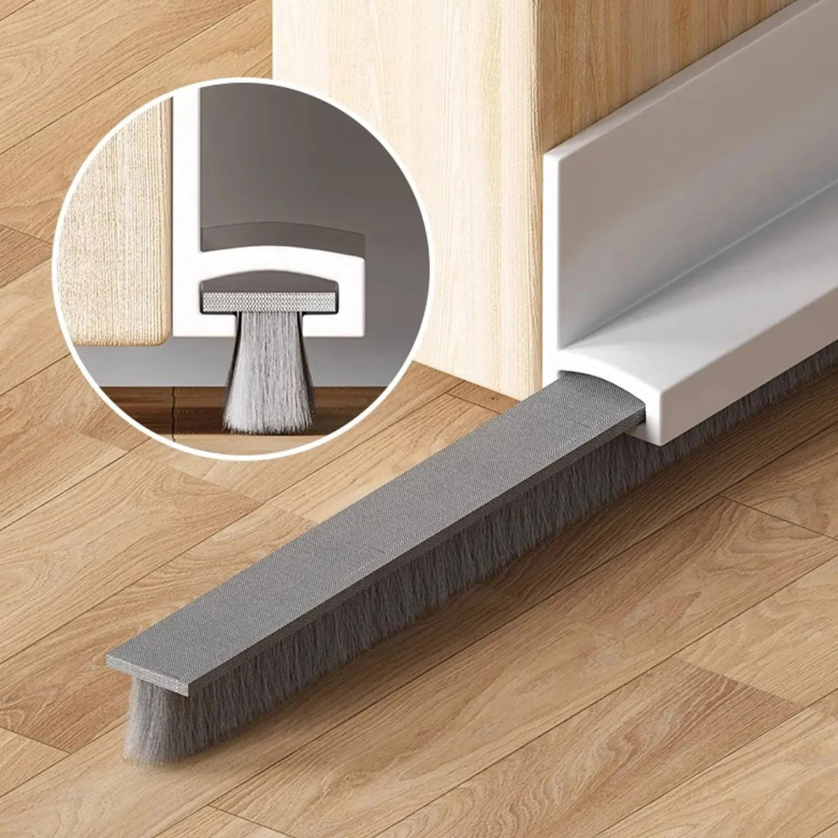 Bas de porte brosse et lèvre caoutchouc, 1 m