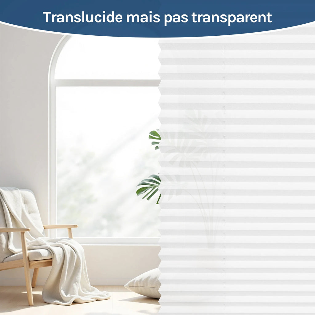 Store plissé Klemmfix translucide sans perçage