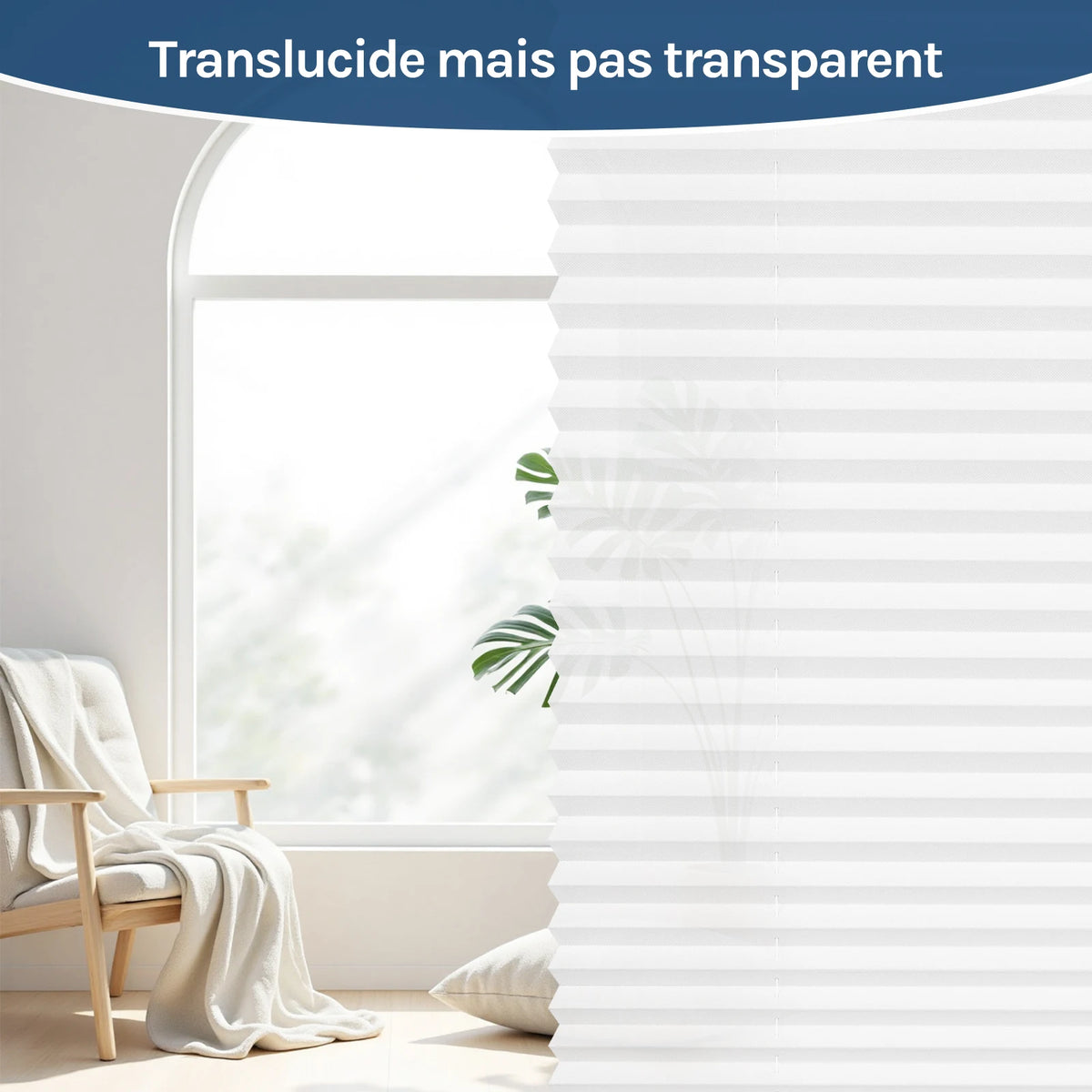 Store plissé Klemmfix translucide sans perçage