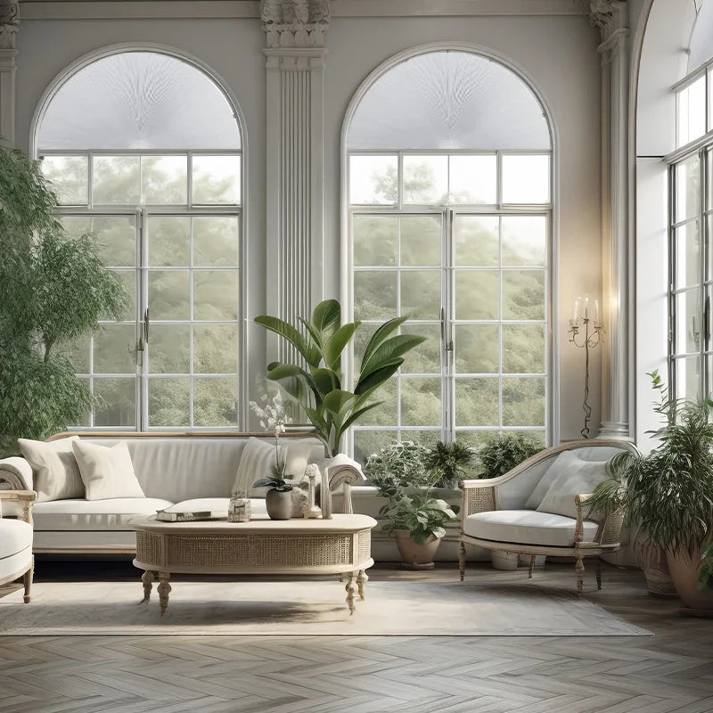 Store alvéolaire demi-lune pour fenêtre en arc