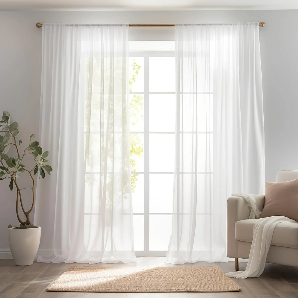 Voilage blanc grande largeur, jusqu'à 500 cm