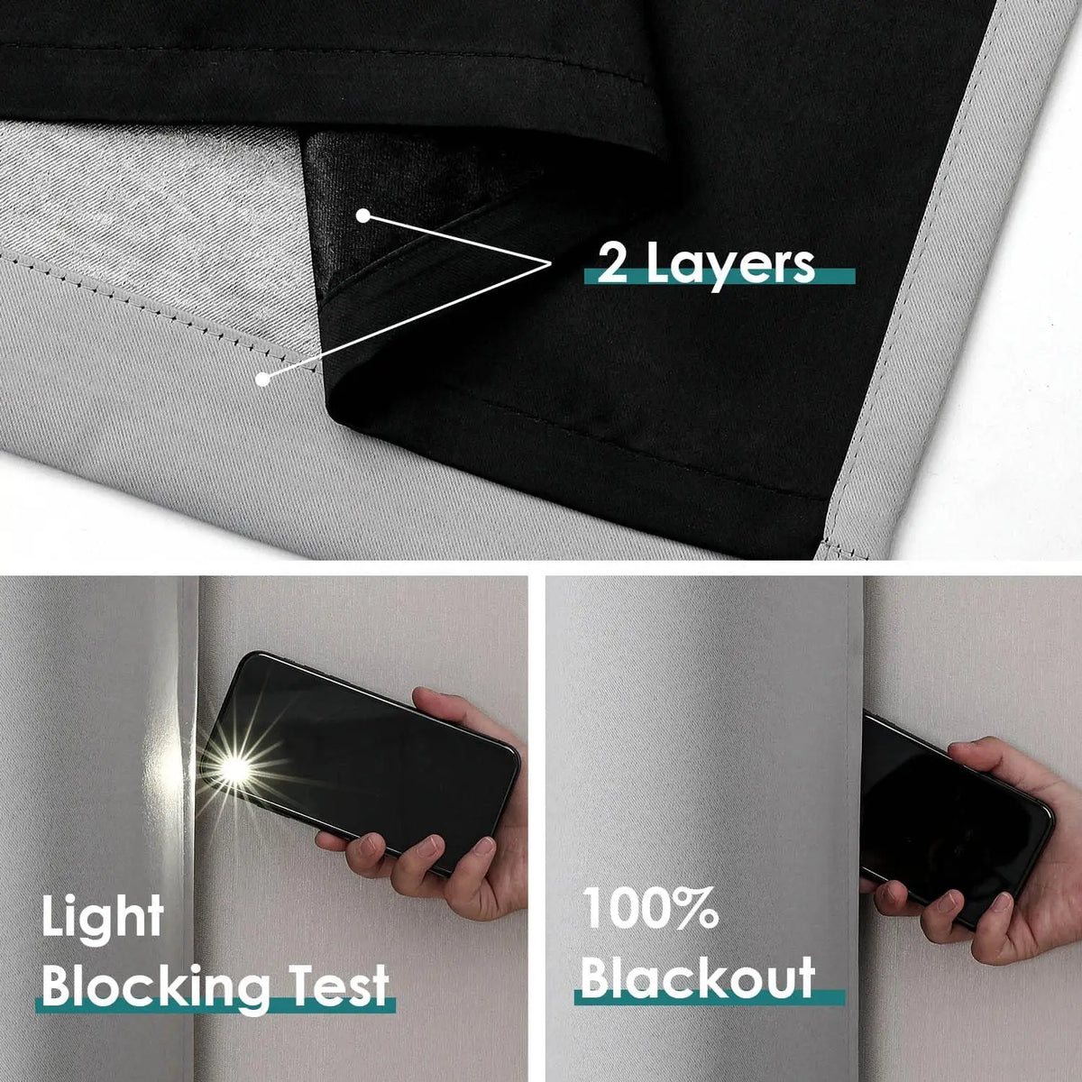 Rideau occultant thermique double couche