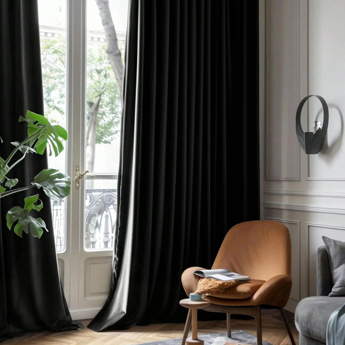 Rideau occultant velours noir