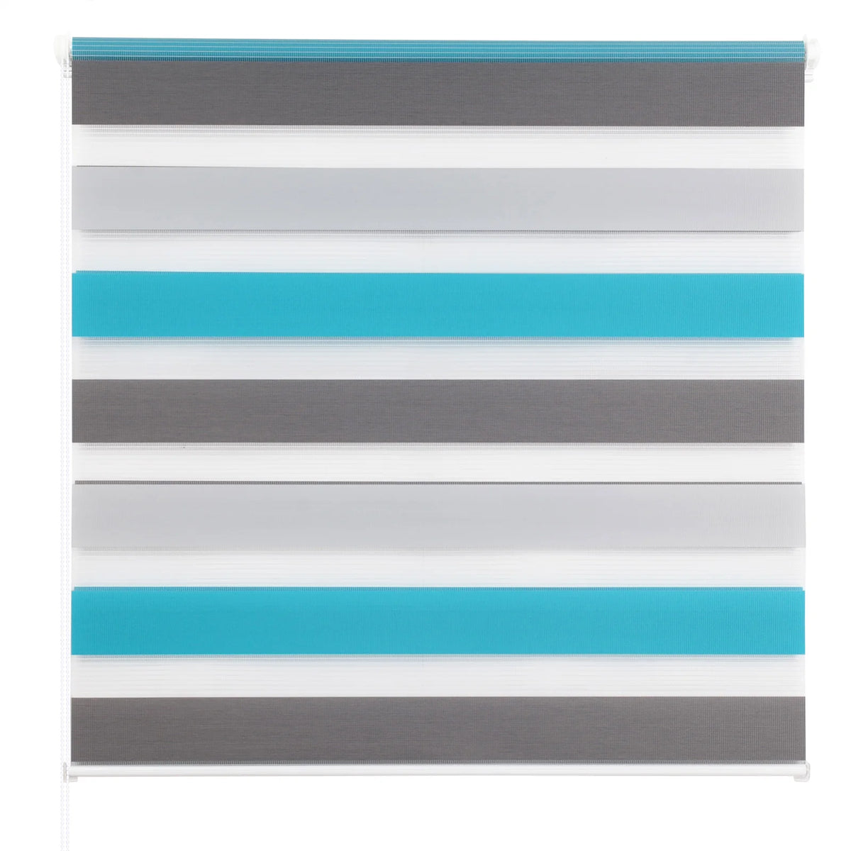 Store zébré blanc, gris et turquoise sans perçage