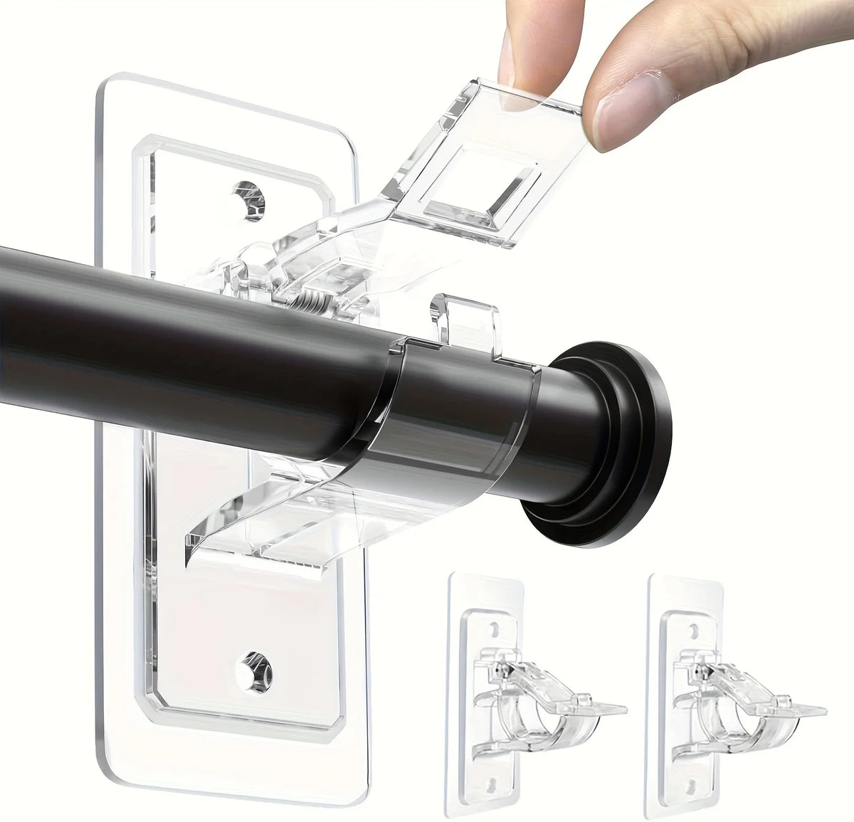 Supports de tringle adhésifs, 2 noirs et 2 transparents