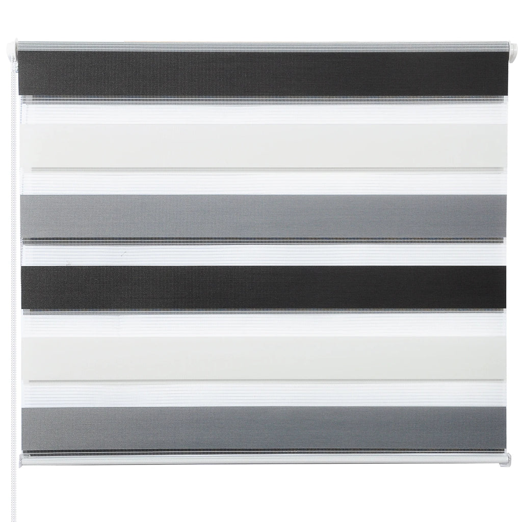 Store double rouleau jour nuit, gris et blanc