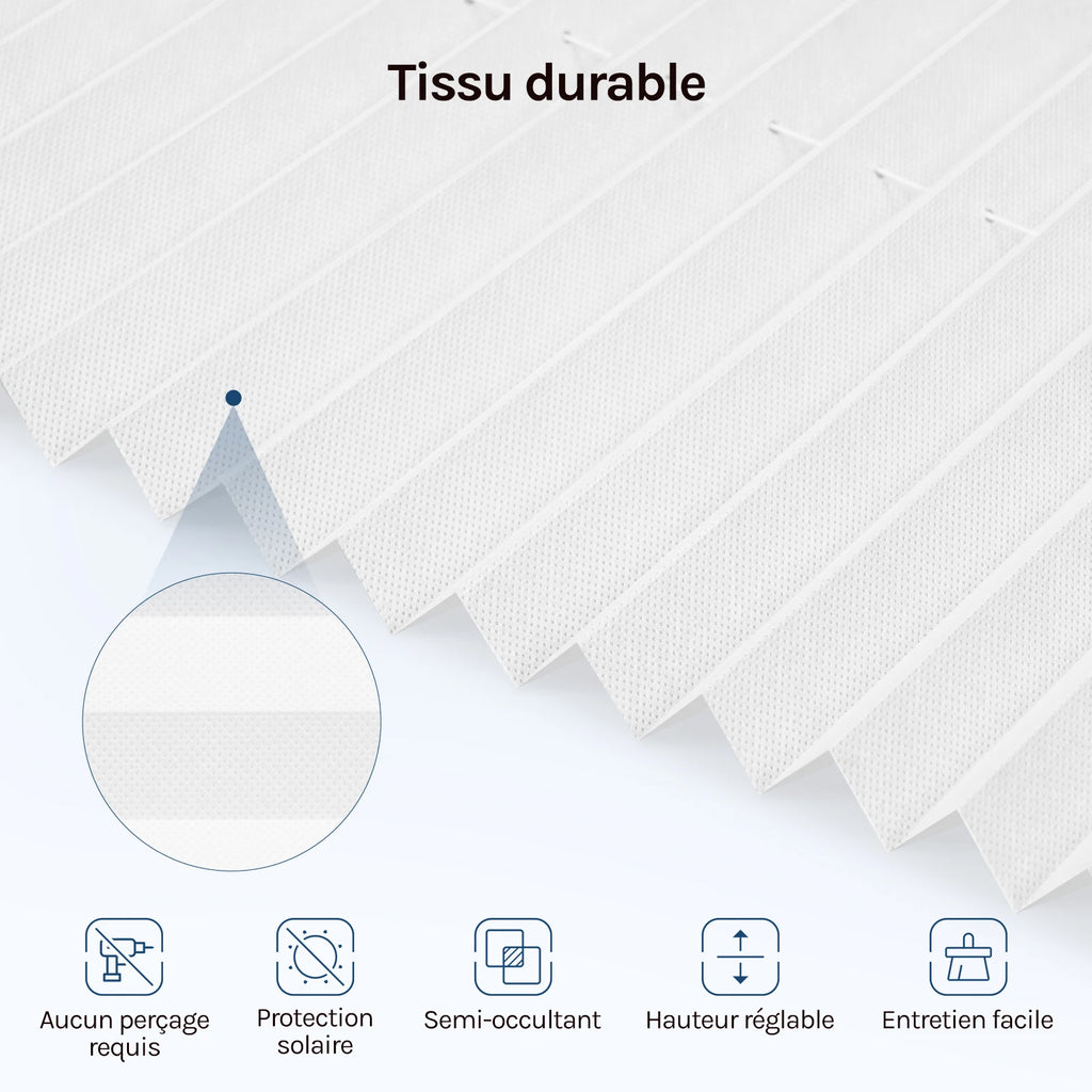Store plissé Klemmfix translucide sans perçage