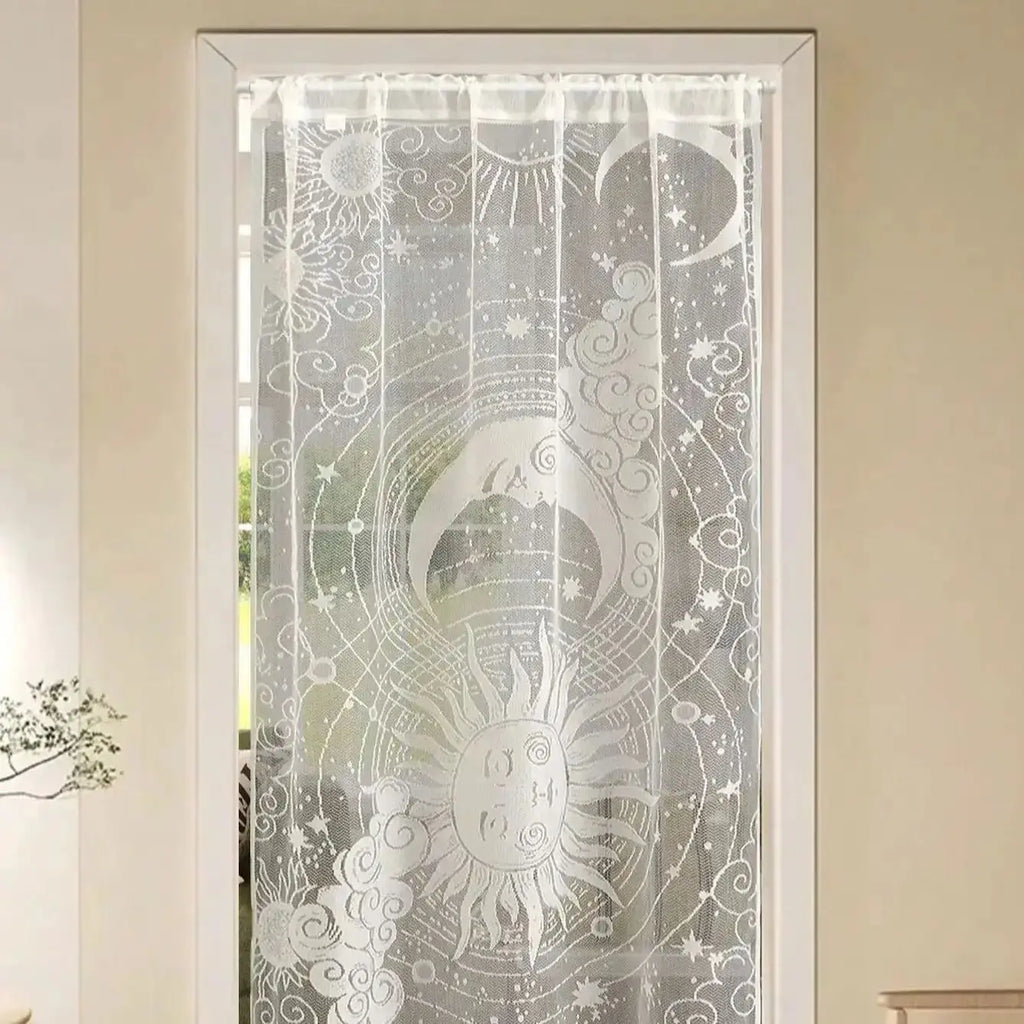 Rideau de porte vitrée brodé, 100 cm de large