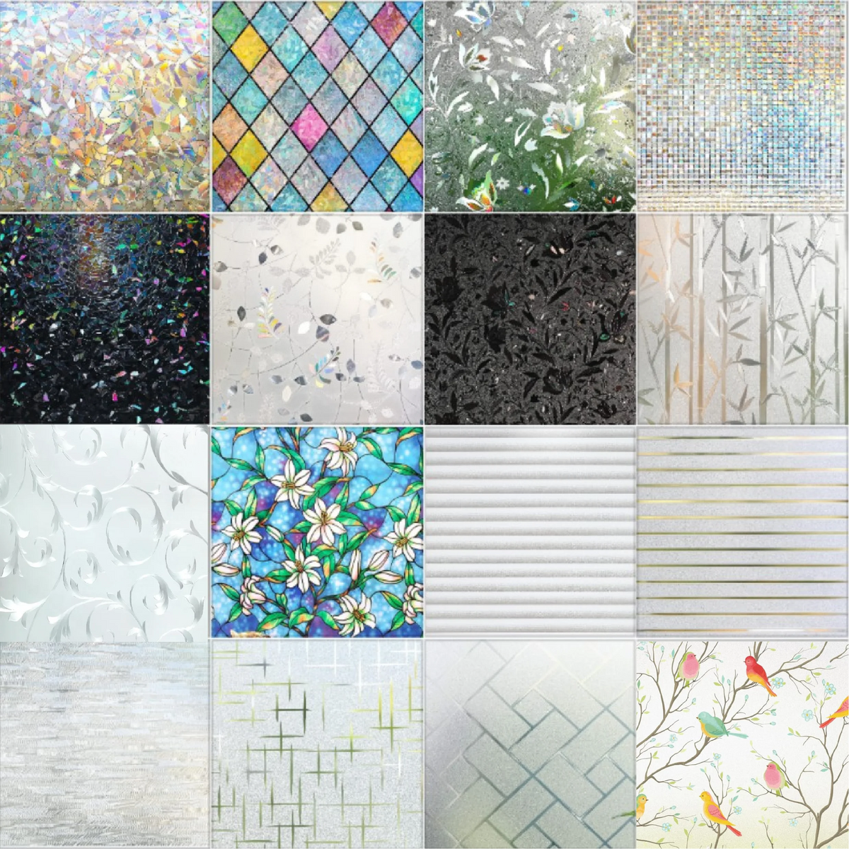 Film vitrail décoratif électrostatique, 21 motifs