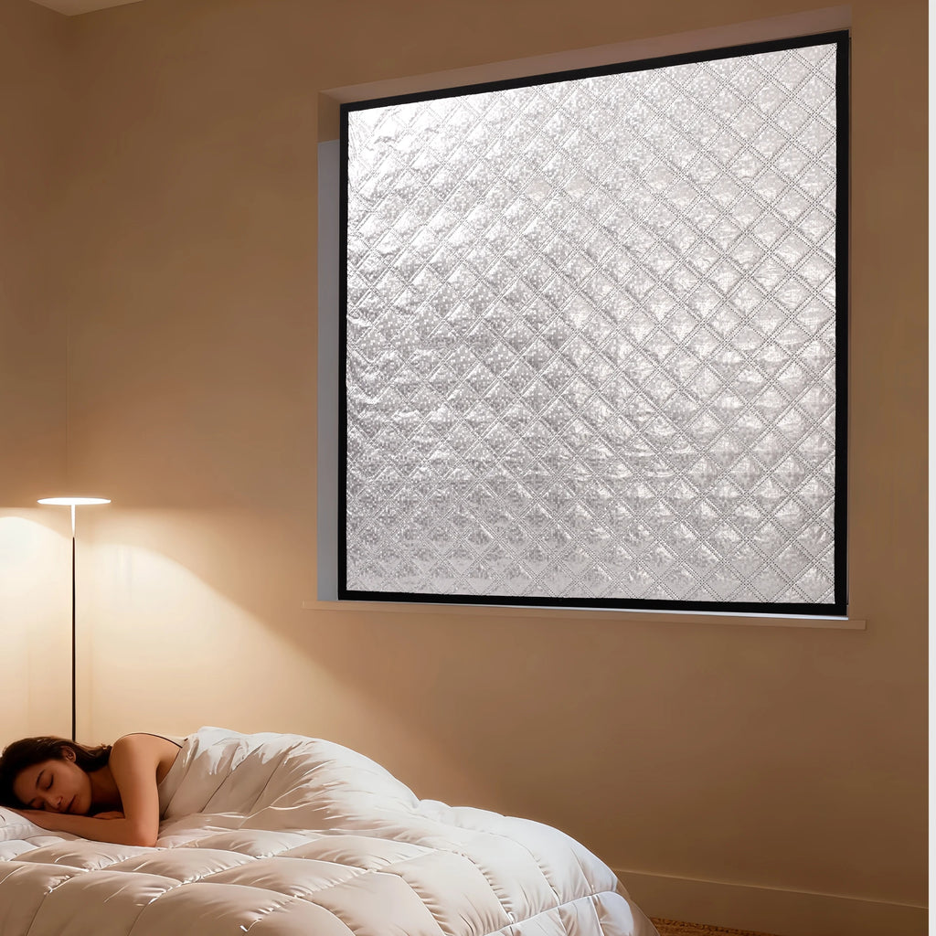 Rideau isolant matelassé argenté, sur mesure