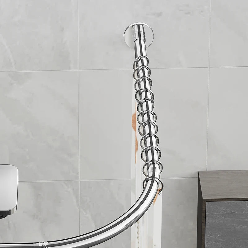 Tringle de douche d'angle en L, sans perçage