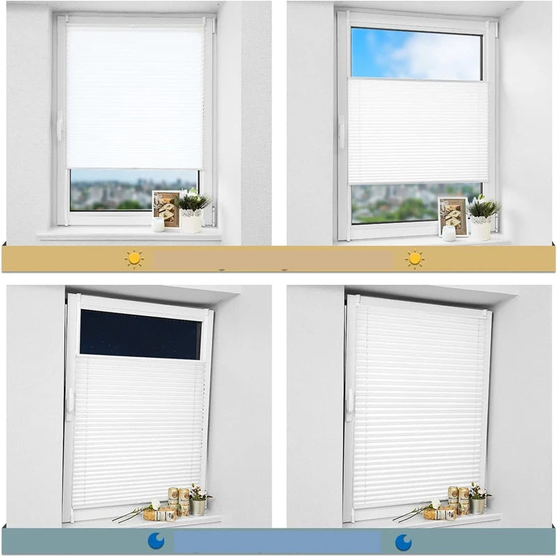 Store plissé sans perçage à pinces, 3 coloris
