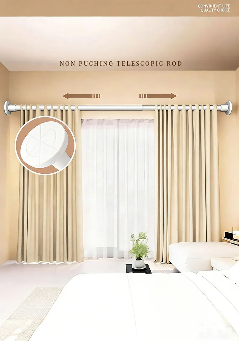Tringle extensible inox, noire ou blanche, jusqu'à 260 cm