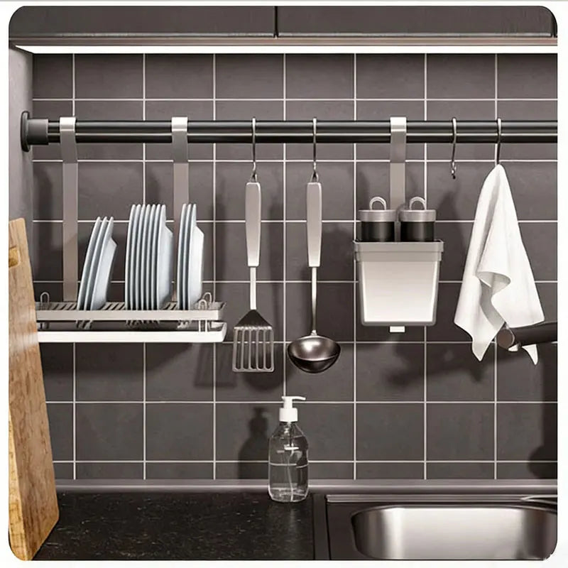 Tringle extensible inox, noire ou blanche, jusqu'à 260 cm