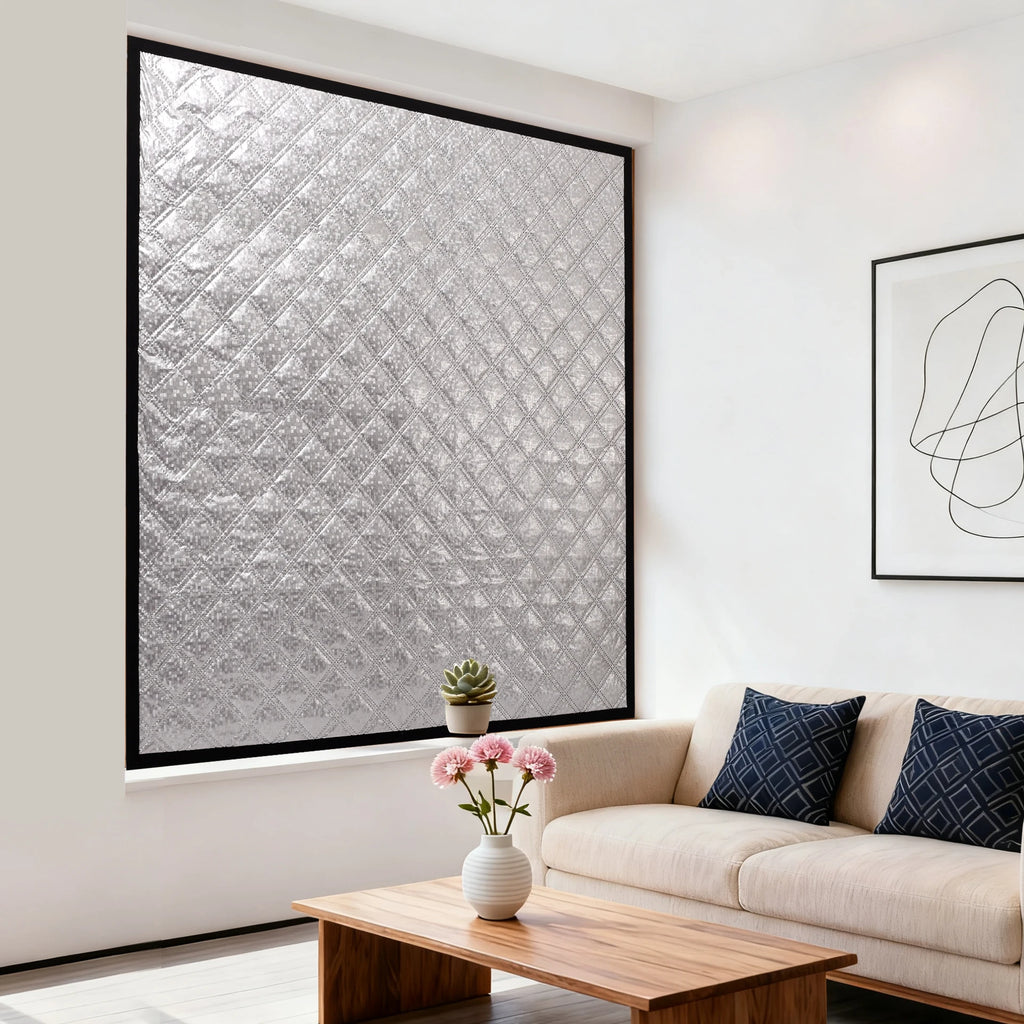 Rideau isolant matelassé argenté, sur mesure