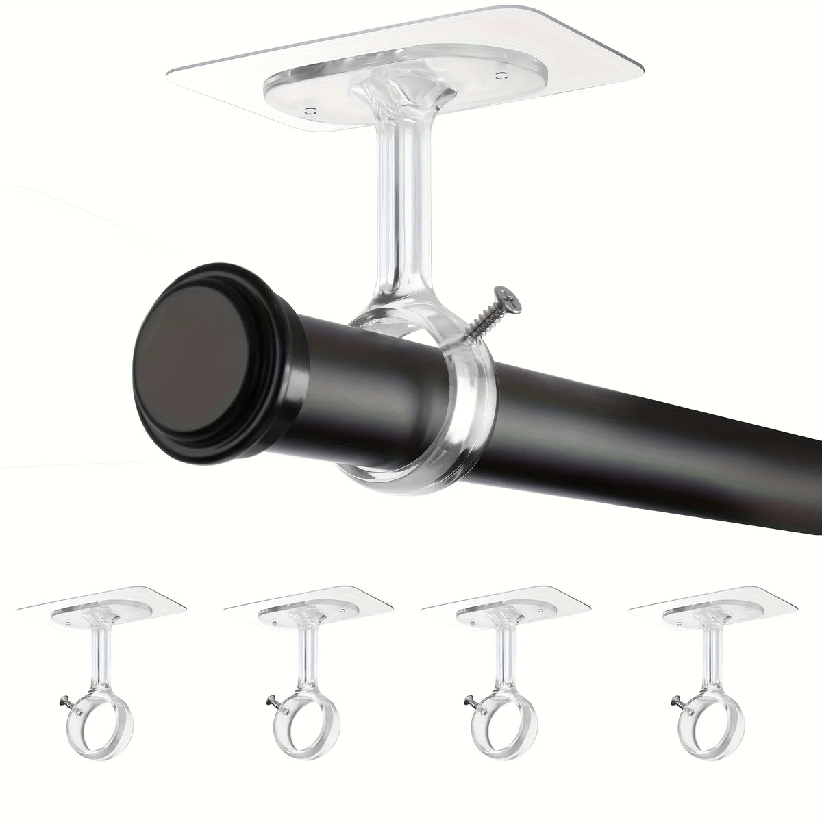 Support de tringle au plafond adhésif, lot de 2 à 8