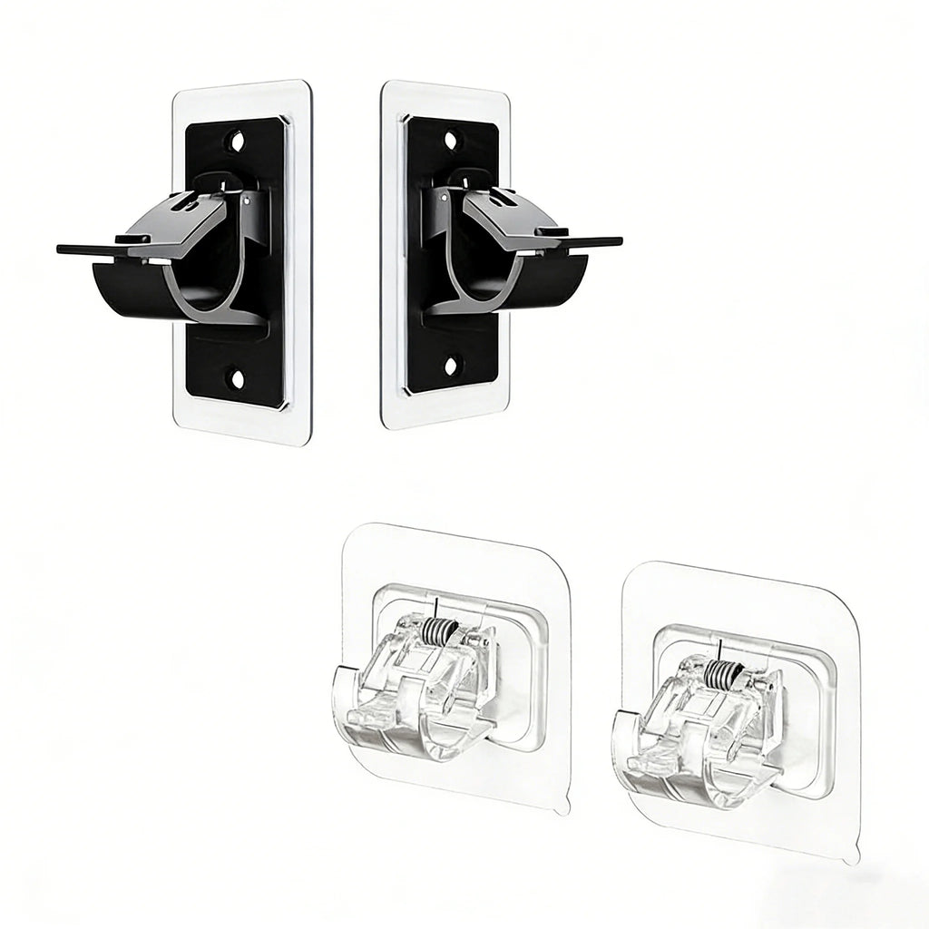Supports de tringle adhésifs, 2 noirs et 2 transparents