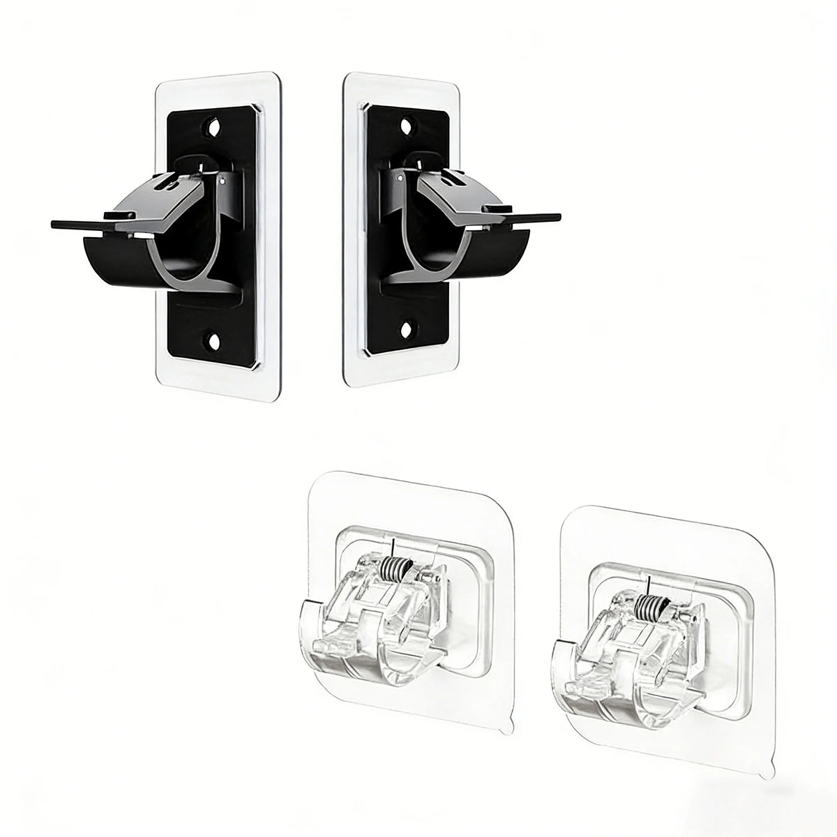Supports de tringle adhésifs, 2 noirs et 2 transparents