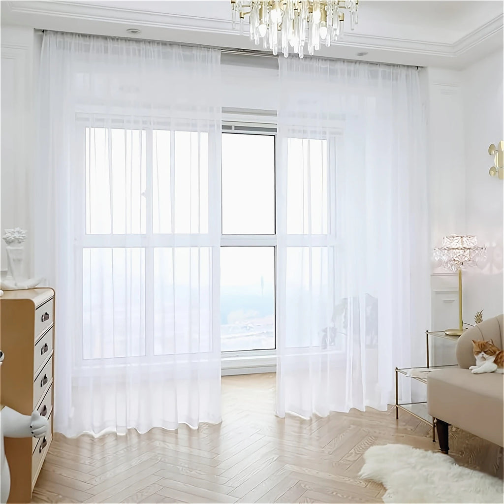 Voilage blanc grande largeur, jusqu'à 500 cm