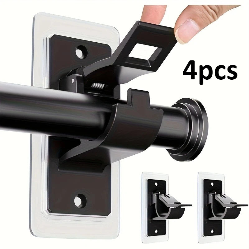 Supports de tringle adhésifs, 2 noirs et 2 transparents