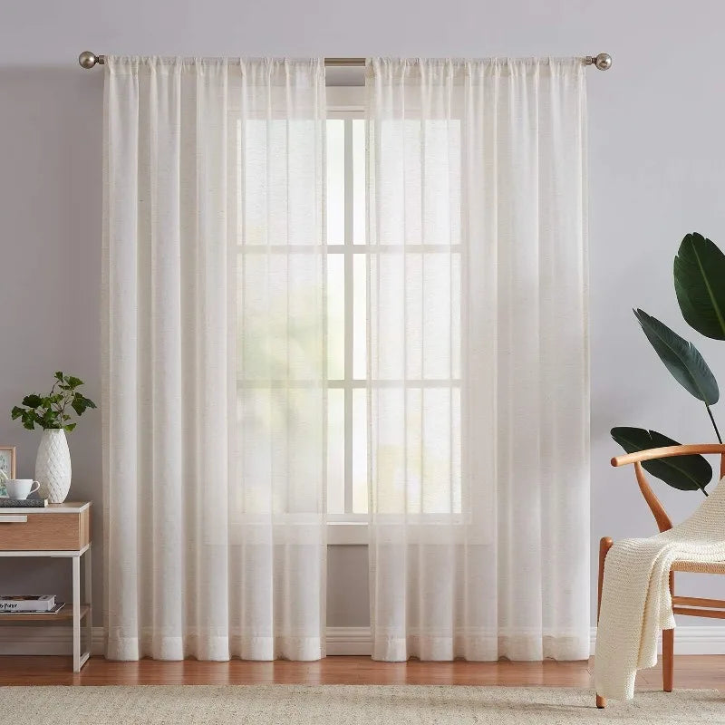 Voilage effet lin grande largeur, jusqu'à 350 cm
