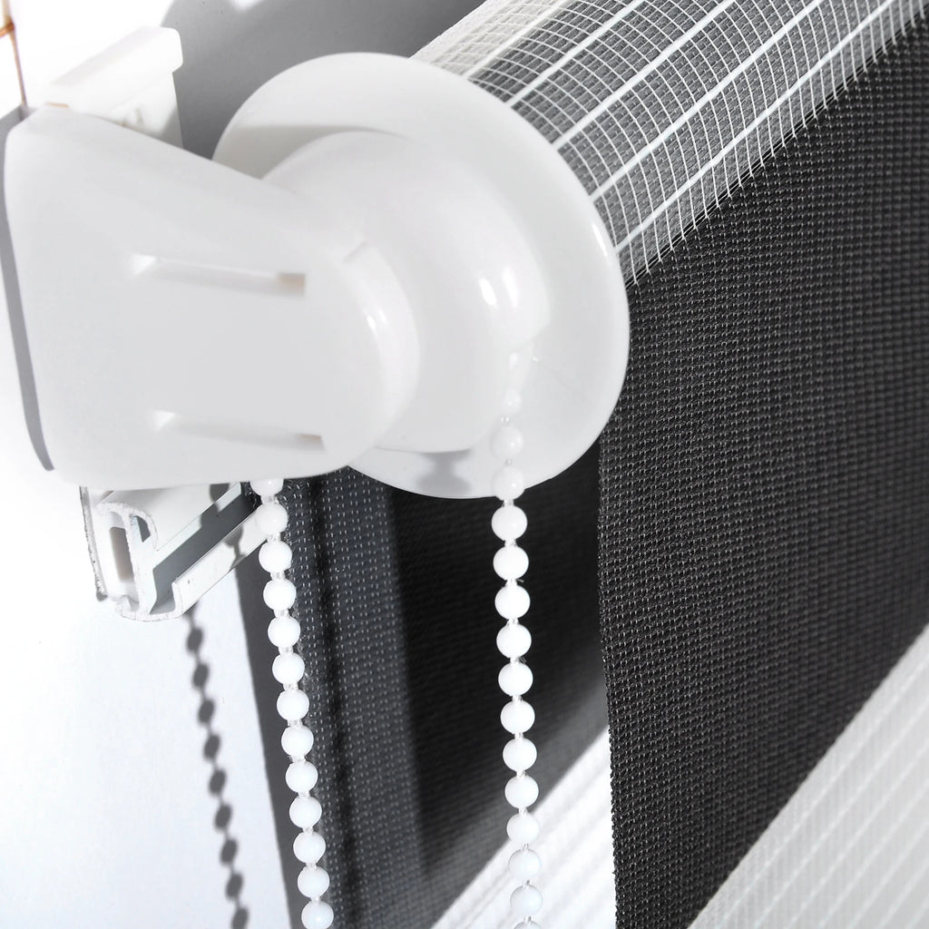Store double rouleau jour nuit, gris et blanc
