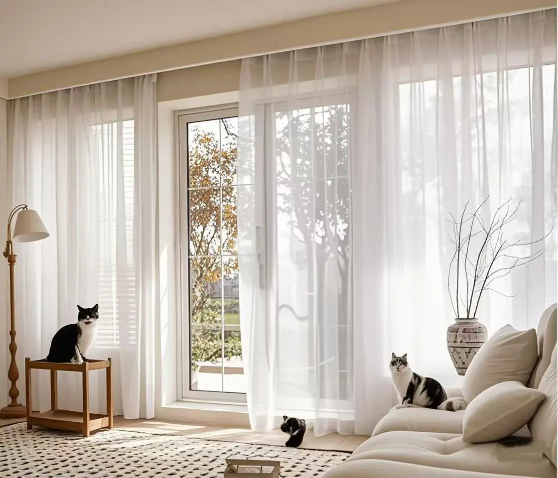 Voilage blanc transparent grandes dimensions