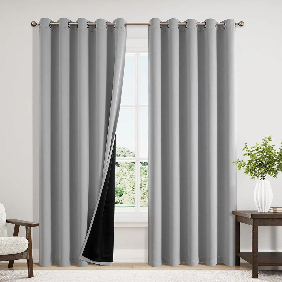 Rideau occultant thermique double couche