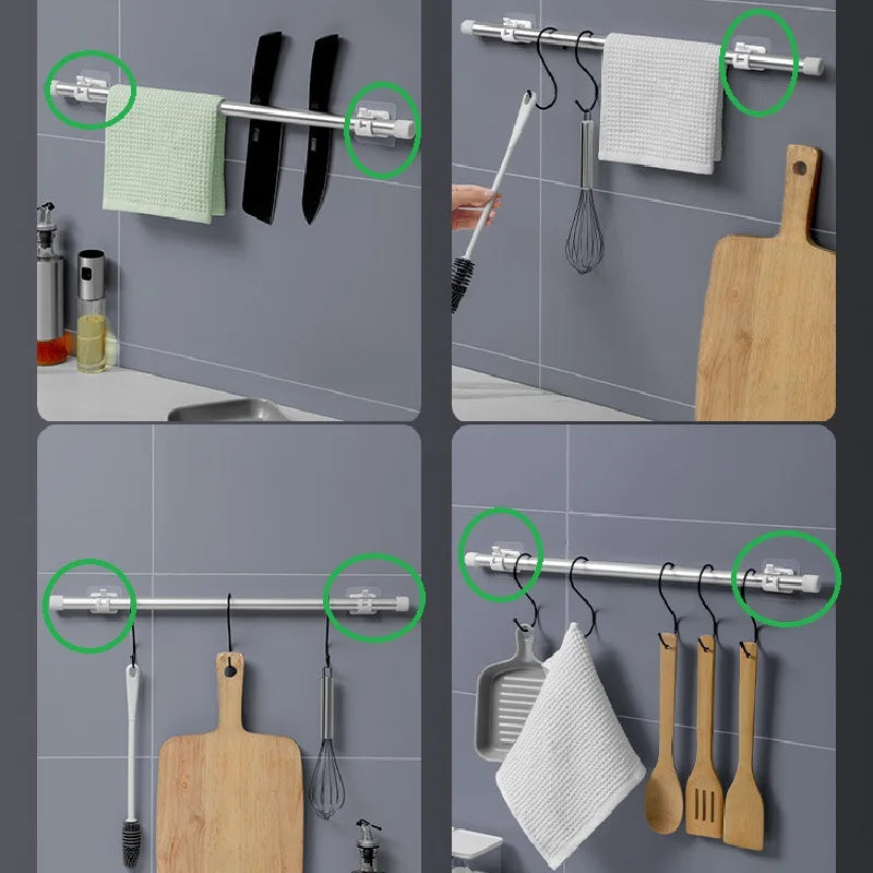 Supports de tringle adhésifs ouverts, transparents ou noirs
