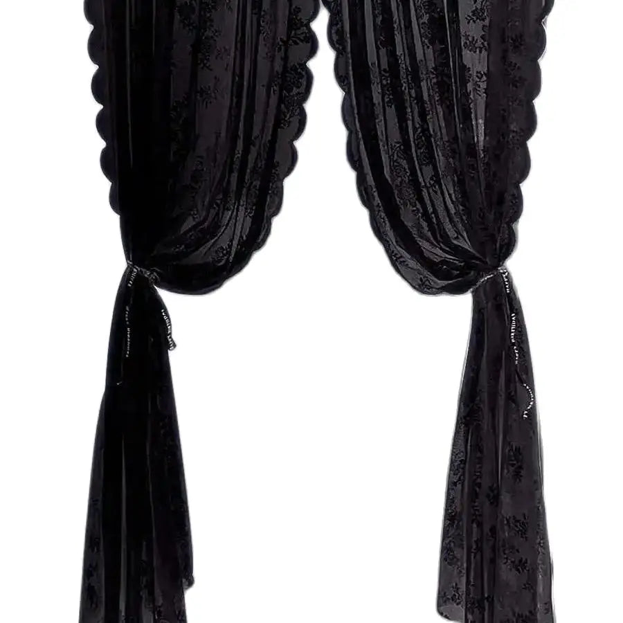 Voilage en dentelle florale noire
