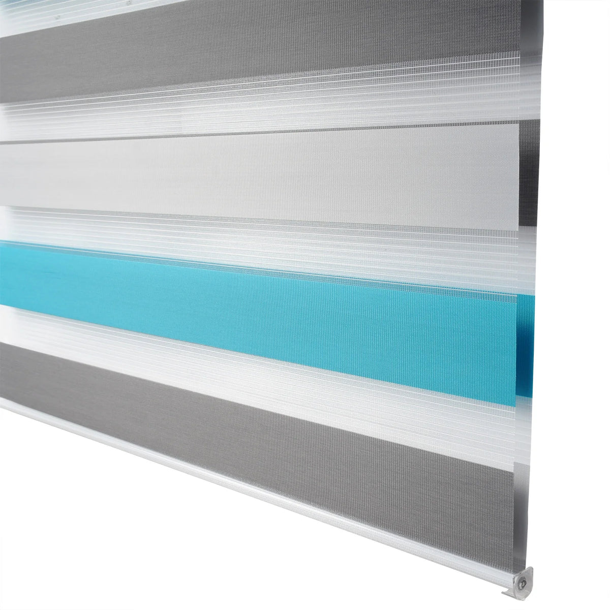 Store zébré blanc, gris et turquoise sans perçage