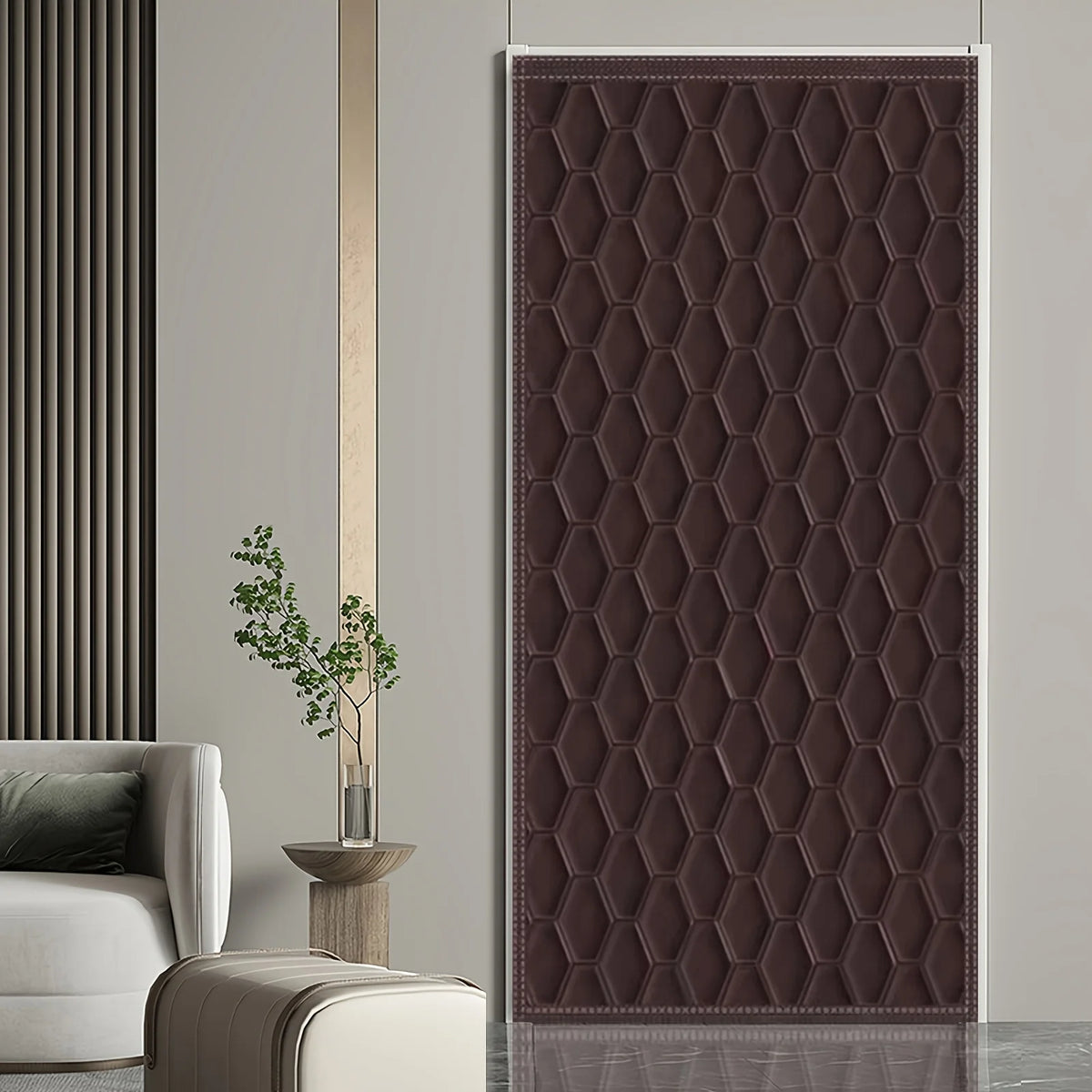 Rideau de porte matelassé anti-froid aimanté
