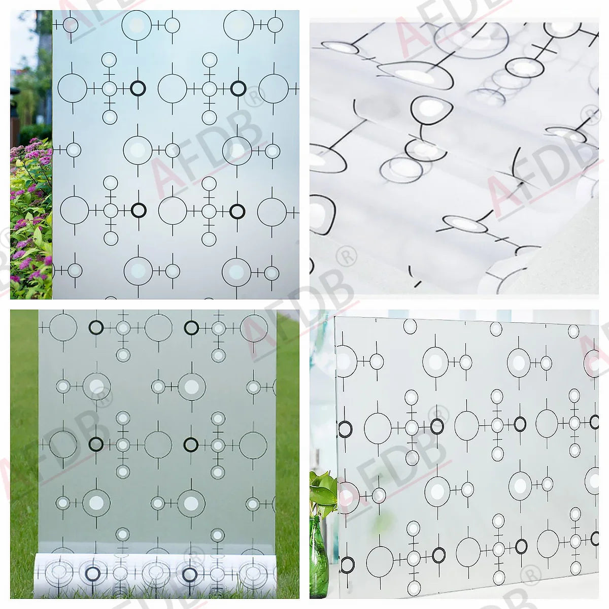 Film dépoli à motifs, 17 décors électrostatiques