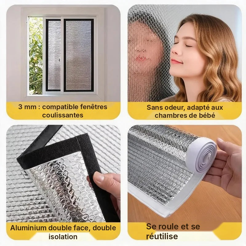 Store enrouleur aluminium adhésif, 3 mm, anti-chaleur