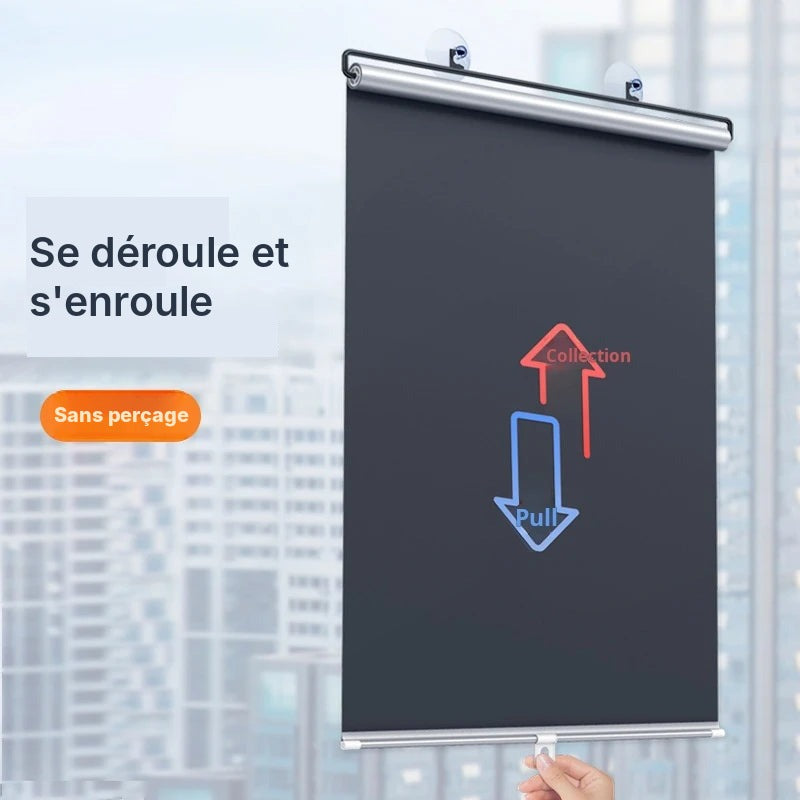 Store enrouleur occultant à ventouses, face argent