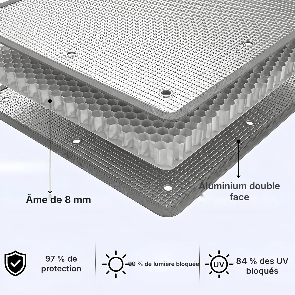 Écran isolant aluminium 8 mm, 26 tailles