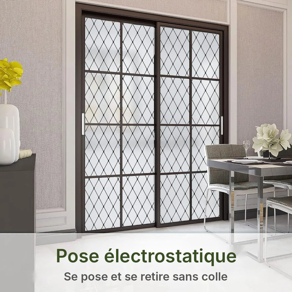 Film dépoli à croisillons noirs, électrostatique