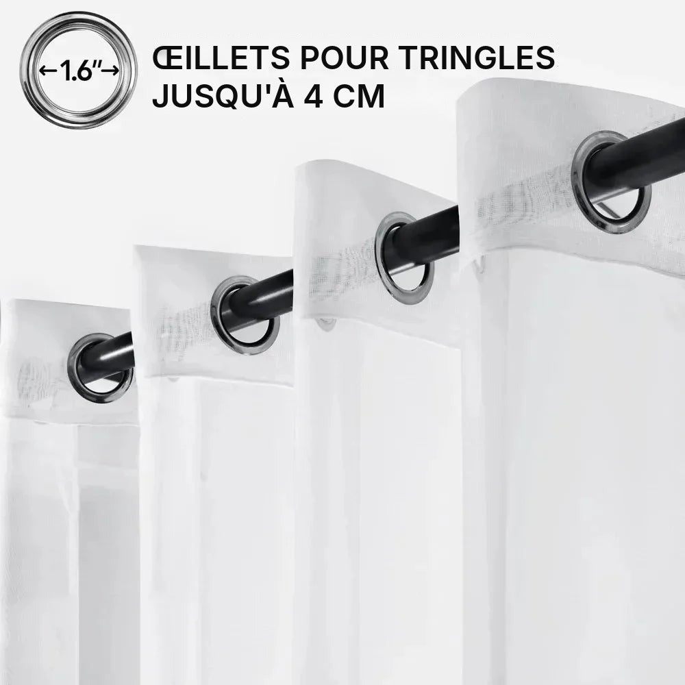 Voilage blanc grande largeur, jusqu'à 500 cm