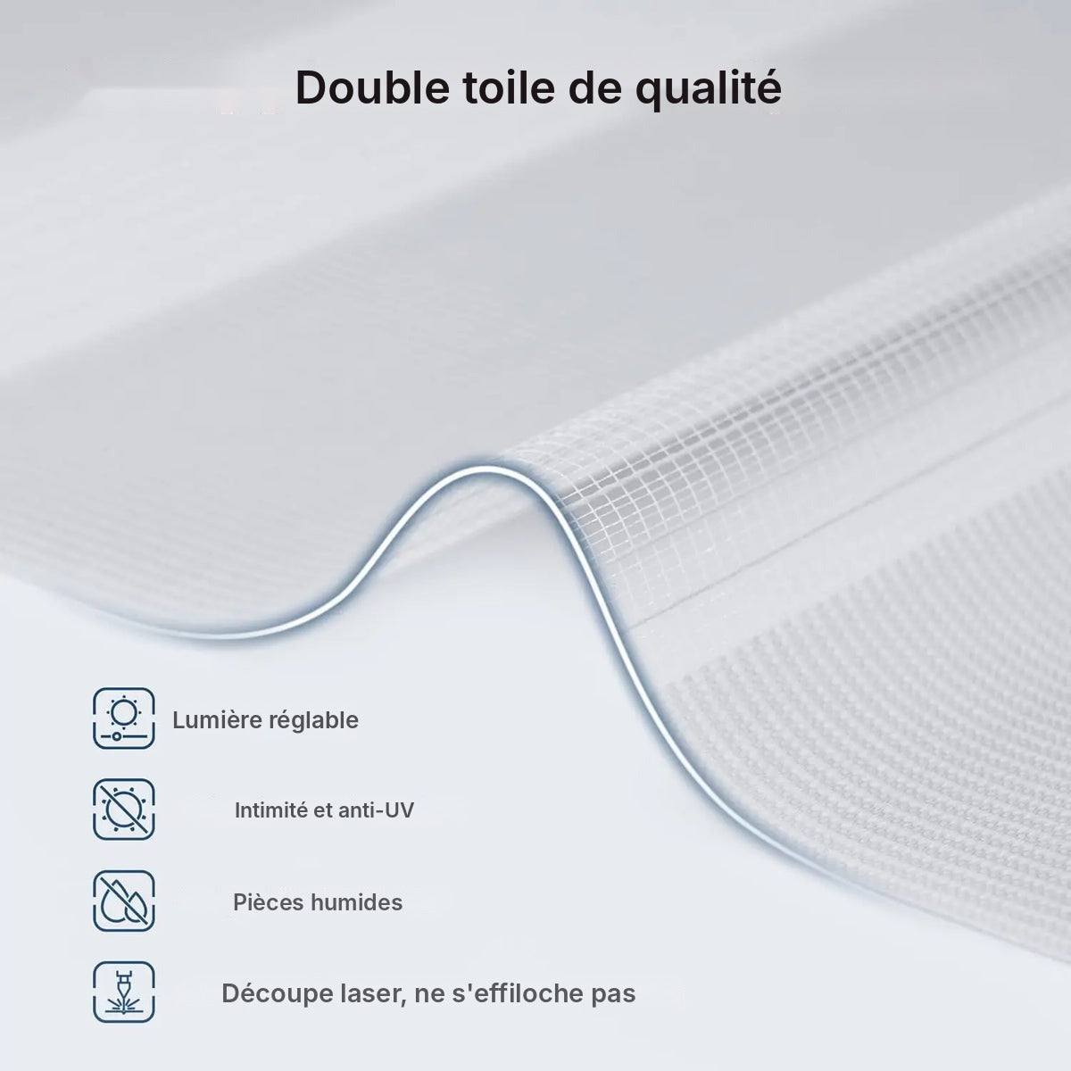 Store zébré blanc translucide sans perçage, 16 tailles