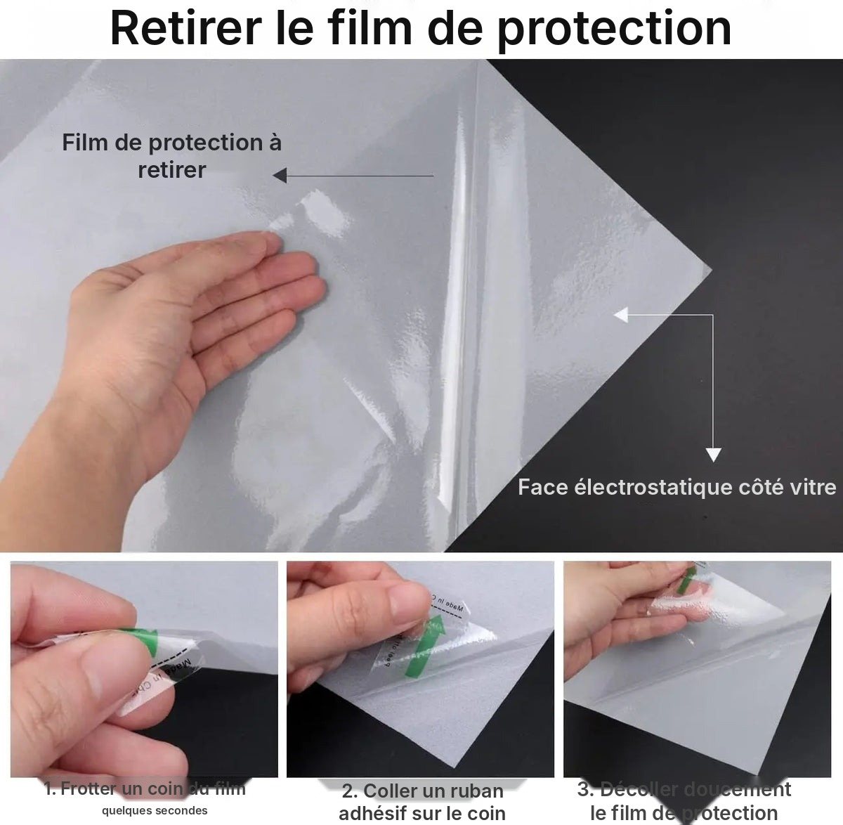 Film dépoli électrostatique sans colle, vue 5
