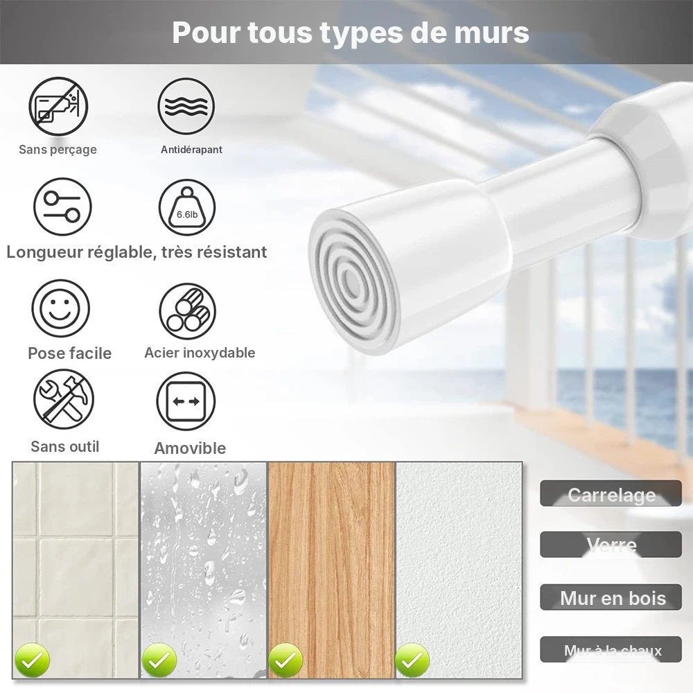 Tringle extensible à ressort sans perçage 40 à 150 cm, vue 7