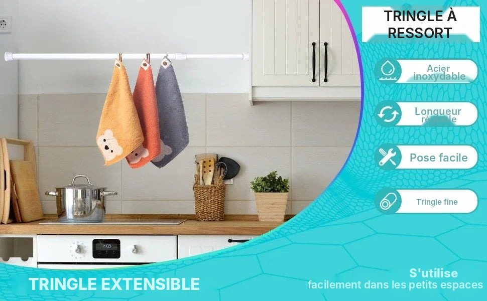 Tringle extensible à ressort sans perçage 40 à 150 cm, vue 9