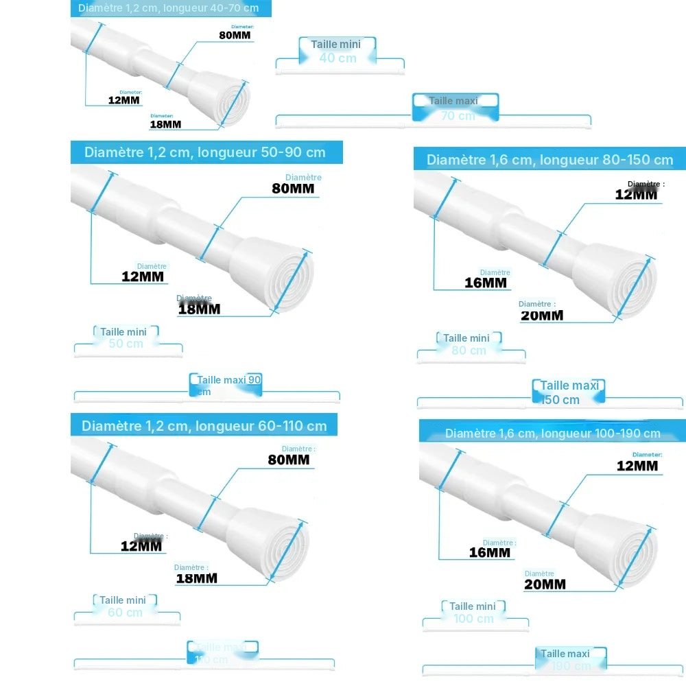 Tringle extensible à ressort sans perçage 40 à 150 cm, vue 10