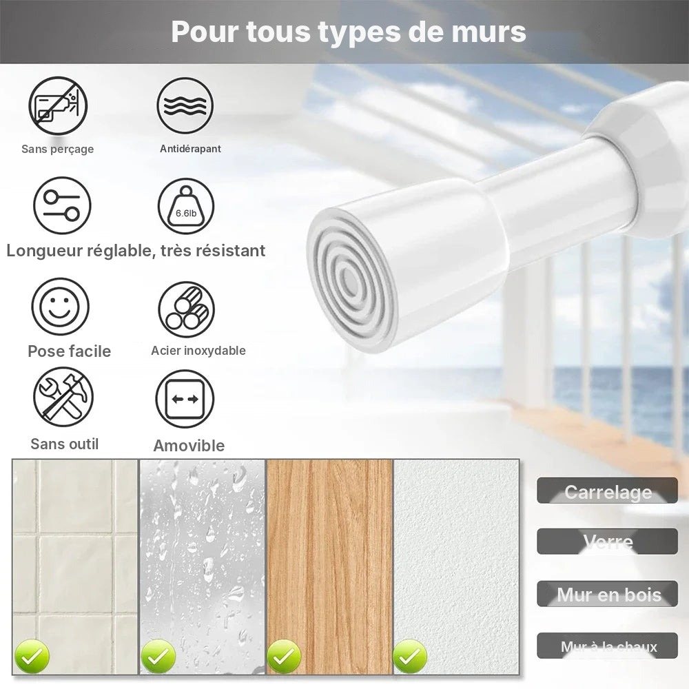 Tringle extensible à ressort sans perçage 40 à 150 cm, vue 16